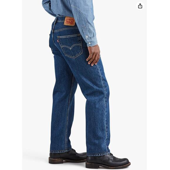 Vintage y2k Levis 550 RED LABEL Jeans 38x34 RELAXED FIT Dark Wash 100% Cotton - Picture 1 of 8